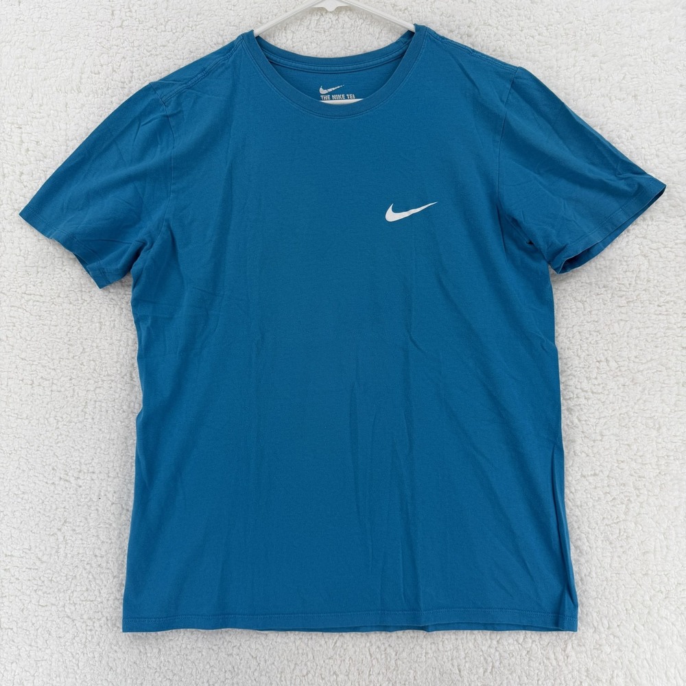 Nike The Nike Tee Mens Medium Blue Swoosh Athletic Cut‎ Cotton Crewneck T-Shirt